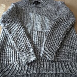 Gray Ribbed Knit Sweater